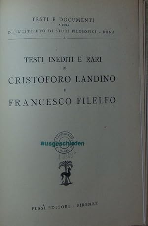 Seller image for Testi inediti e rari. for sale by Antiquariat Bookfarm