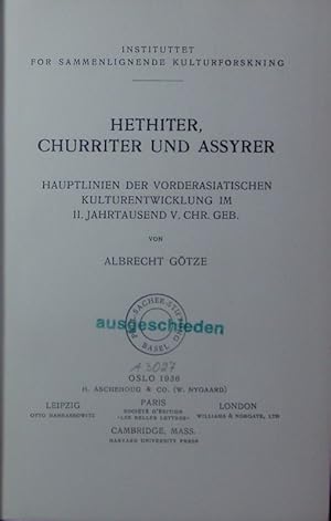 Bild des Verkufers fr Hethiter, Churriter und Assyrer. zum Verkauf von Antiquariat Bookfarm