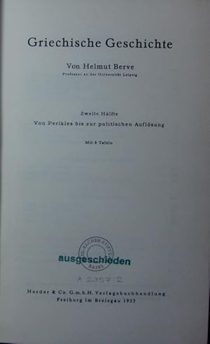 Image du vendeur pour Griechische Geschichte. Bd. 2: Von Perikles bis zur politischen Aufklrung. mis en vente par Antiquariat Bookfarm