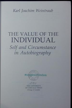 Bild des Verkufers fr The value of the individual. zum Verkauf von Antiquariat Bookfarm