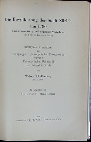 Immagine del venditore per Bevlkerung der Stadt Zrich um 1780 : Zusammensetzung und regionale Verteilung. venduto da Antiquariat Bookfarm