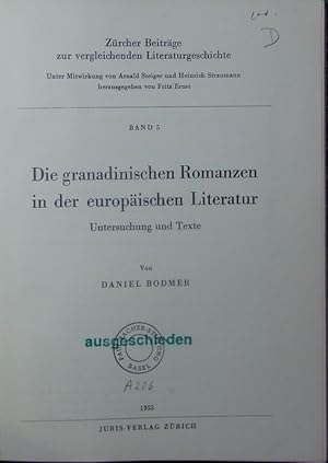 Bild des Verk�ufers f�r Die granadinischen Romanzen in der europ�ischen Literatur. zum Verkauf von Antiquariat Bookfarm