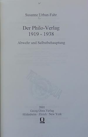 Bild des Verkufers fr Philo-Verlag 1919 - 1938 : Abwehr und Selbstbehauptung. Haskala ; 21. zum Verkauf von Antiquariat Bookfarm