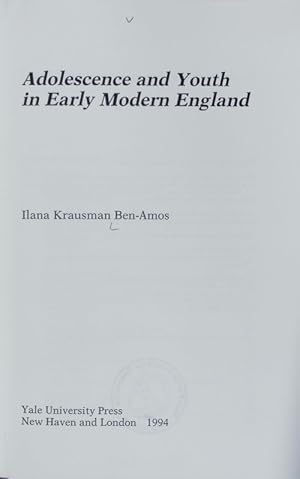 Bild des Verkufers fr Adolescence and youth in early modern England. zum Verkauf von Antiquariat Bookfarm