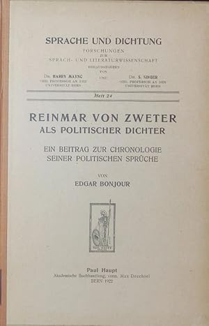 Bild des Verkufers fr Reinmar von Zweter als politischer Dichter. zum Verkauf von Antiquariat Bookfarm