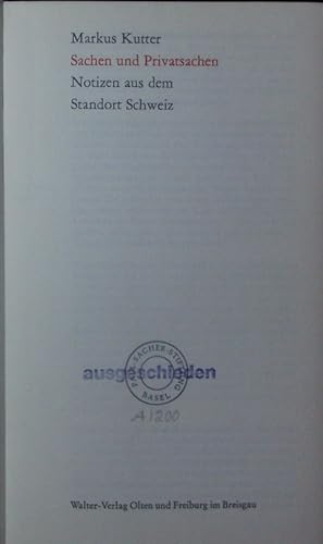 Seller image for Sachen und Privatsachen. for sale by Antiquariat Bookfarm