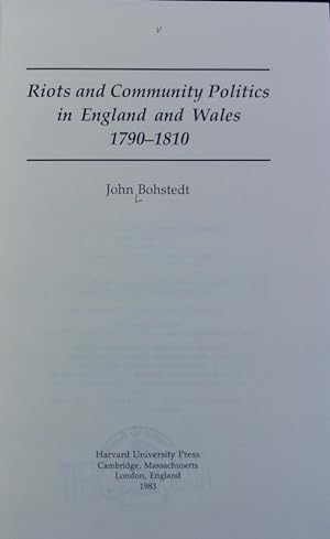 Immagine del venditore per Riots and community politics in England and Wales : 1790 - 1810. venduto da Antiquariat Bookfarm