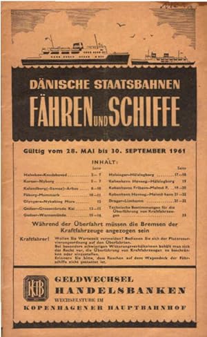DSB. Fähren und Schiffe. Fahrpläne : Gültig vom 28. Mai bis 30. September 1961.