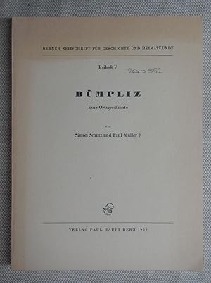 Bild des Verkufers fr Bmpliz. Eine Ortsgeschichte. Beiheft V, Berner Zeitschrift fr Geschichte und Heimatkunde. zum Verkauf von Antiquariat Hanfgarten