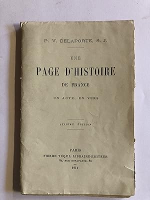 Bild des Verkufers fr Page d'Histoire de France un acte en Vers zum Verkauf von Librairie de l'Anneau
