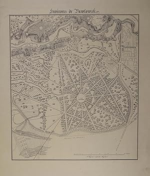 Environs de Pawlowsk. Lithographierter Plan, anonym um 1850, 32 x 28 cm