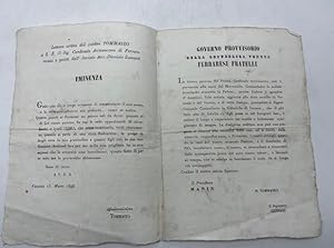 Bild des Verkufers fr Lettera scritta dal celebre Tommaseo a S. E. il Sig. Cardinale Arcivescovo di Ferrara.SEGUE Ferraresi fratelli.Daniele Manin zum Verkauf von Coenobium Libreria antiquaria