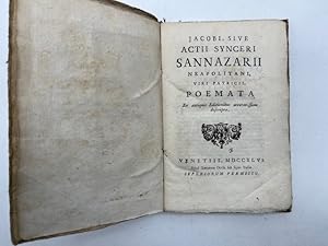 Bild des Verkufers fr Jacobi sive actii synceri Sannazarii neapolitani viri patricii poemata zum Verkauf von Coenobium Libreria antiquaria
