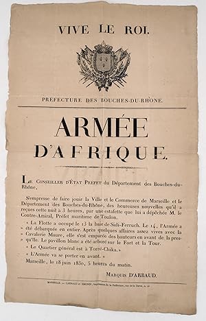 Seller image for AFFICHE DBARQUEMENT ALGRIE 1830 for sale by Librairie Voyage et Exploration