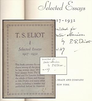 SELECTED ESSAYS 1917-1932. Inscribed