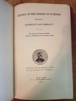 Image du vendeur pour History Of The Theory Of Numbers Volume 1, Divisibility and Primality mis en vente par Rayo Rojo