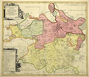 "Geographische Delineation derer Aemter Doelitsch Bitterfeld Zörbig Gestochen von Peter Schenck i...