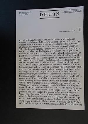 Bild des Verkufers fr Delfin - Eine deutsche Zeitschrift fr Konstruktion, Analyse und Kritik Nummer II zum Verkauf von Antiquariat Strter