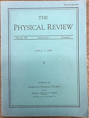 Seller image for The Physical Review. Second Series. Volume 102, Number 1. April 1, 1956 (Includes "Mass Degeneracy of the Heavy Mesons") for sale by Zubal-Books, Since 1961