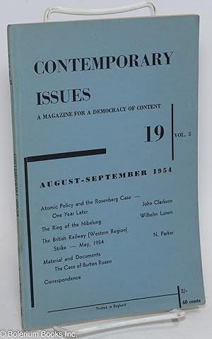Contemporary Issues: vol. 5 no. 19, August-September 1954