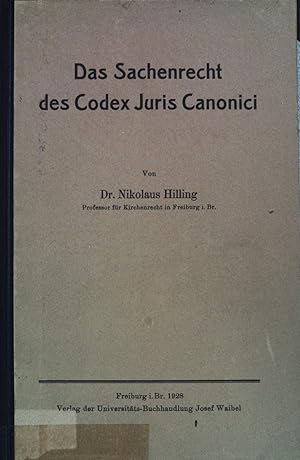 Bild des Verkufers fr Das Sachenrecht des Codex Juris Canonicic. zum Verkauf von books4less (Versandantiquariat Petra Gros GmbH & Co. KG)