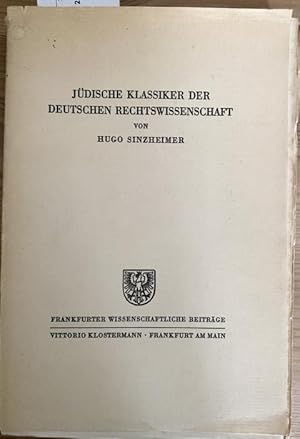 Seller image for Jdische Klassiker der deutschen Rechtswissenschaft. for sale by Treptower Buecherkabinett Inh. Schultz Volha