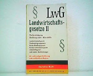 Bild des Verkufers fr LwG Landwirtschaftsgesetze II. Goldmanns gelbe Taschenbcher Band 1984. Flurbereinigung - Siedlungsrecht - Altershilfe. Deutsches Recht. Landwirtschaftsgesetz - Flurbereinigungsgesetz - Reichs-Siedlungsgesetz - Bundesvertriebenengesetz - EWG-Anpassungsgesetz - Altershilfegesetz und andere Bestillungen. Mit sachkundiger Einfhrung und ausfhrlichem Register. zum Verkauf von Antiquariat Kirchheim