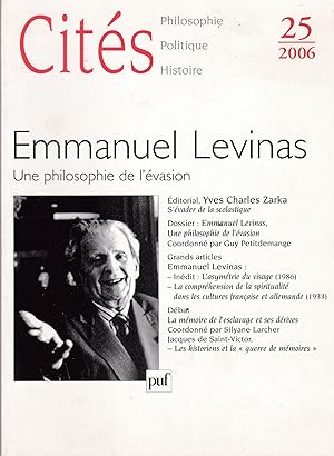 Image du vendeur pour Cits 2006, n 25: Emmanuel Lvinas. Une philosophie de l'vasion mis en vente par Eratoclio