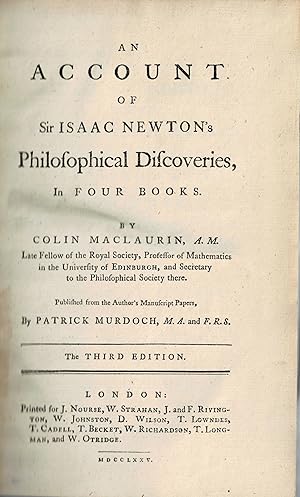 An account of Sir Isaac Newton's philosophical discoveries, in four books.