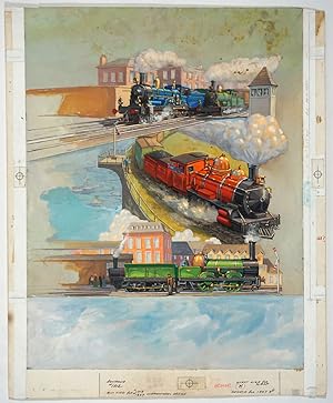 Australian Locomotives, hand painted art for book or magazine