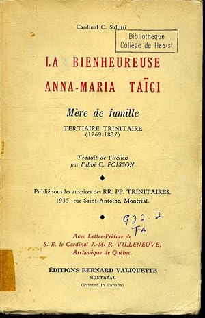 Image du vendeur pour La bienheureuse Anna-Maria Tagi Mre de famille Tertiaire trinitaire (1769-1837) mis en vente par Librairie Le Nord