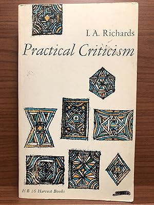 Bild des Verkufers fr Practical Criticism: A Study of Literary Judgment zum Verkauf von Rosario Beach Rare Books