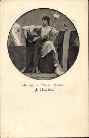 Ansichtskarte / Postkarte München, Münchener Jahresausstellung, Kgl. Glaspalast, Münchner Kindl