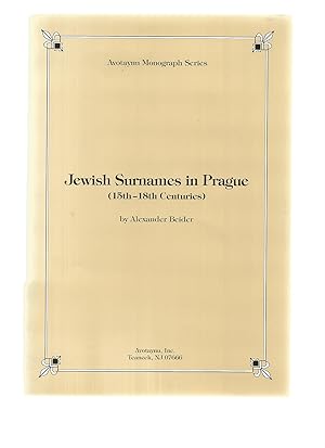 Immagine del venditore per JEWISH SURNAMES IN PRAGUE (15th - 16th Centuries) venduto da Books for Amnesty, Malvern
