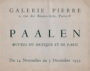 Bild des Verkufers fr Paalen : Oeuvres du Mexique et de Paris. zum Verkauf von Librairie Jean-Yves Lacroix