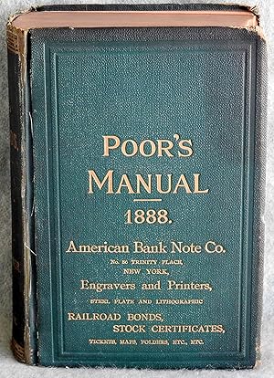 Bild des Verkufers fr Poor's Manual of Railroads of the United States 1888 21st Annual zum Verkauf von Argyl Houser, Bookseller