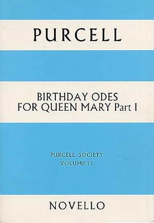 Imagen del vendedor de The Works of Henry Purcell vol.11 Birthday Odes for Queen Mary part 1 a la venta por moluna