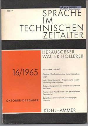 Sprache im technischen Zeitalter 16 / 1965