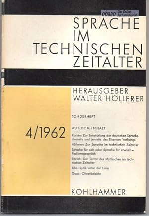 Sprache im technischen Zeitalter 4 / 1962 Sonderheft