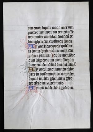 Dutch Manuscript Leaf on Vellum 15th Century