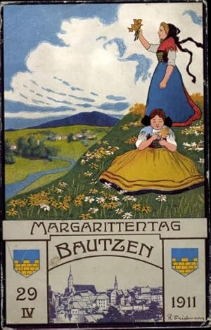 Künstler Ansichtskarte / Postkarte Bautzen in der Lausitz, Margarittentag am 28. April 1911