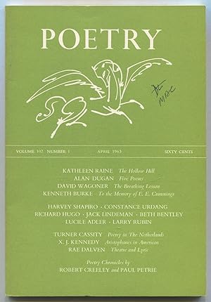 Image du vendeur pour Poetry - Volume 102, Number 1, April 1963 mis en vente par Between the Covers-Rare Books, Inc. ABAA