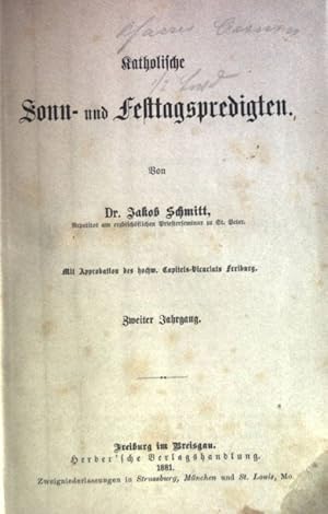 Bild des Verkufers fr Katholische Sonn- und Festtagspredigten. zum Verkauf von books4less (Versandantiquariat Petra Gros GmbH & Co. KG)