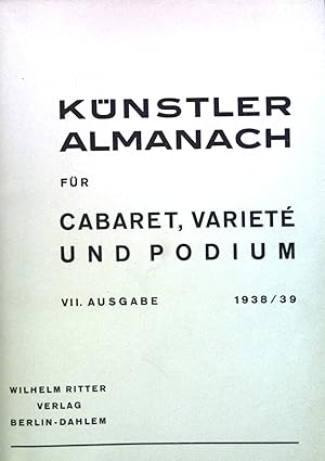 Künstler-Almanach für Cabaret, Varieté und Podium. Magazine of artists for cabaret, variety, show...