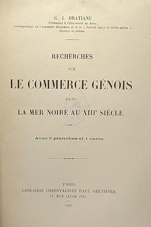 Imagen del vendedor de Recherches sur le commerce gnois dans la mer noire au XIIIe sicle - avec 5 planches et 1 carte a la venta por crealivres