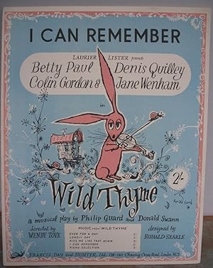 Immagine del venditore per I CAN REMEMBER. A song from the musical play Wild Thyme. Sheet music. venduto da Roger Middleton P.B.F.A.