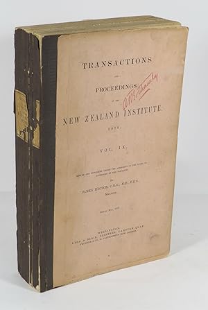 Imagen del vendedor de Transactions And Proceedings Of The New Zealand Institute 1876. Vol. IX a la venta por Renaissance Books, ANZAAB / ILAB