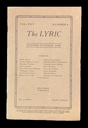 Immagine del venditore per The Lyric Vol. XXV Number 4, Winter 1946 venduto da Peruse the Stacks
