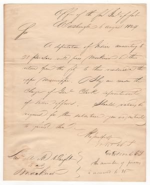 [Letter to Lieutenant A. M. Wright in Mackinac about a Deputation of Indians Led by William Clark]