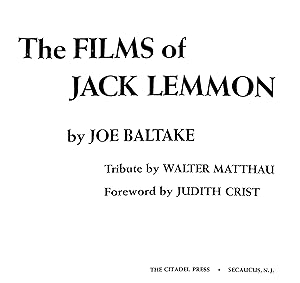Bild des Verkufers fr The Films of Jack Lemmon zum Verkauf von WeBuyBooks